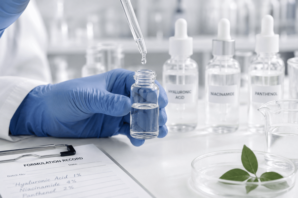 : Lab testing of active ingredients used in skincare products formulation