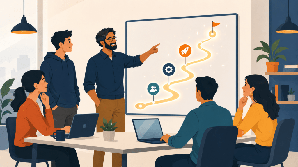 Career guidance roadmap session for a Series A startup engineering team