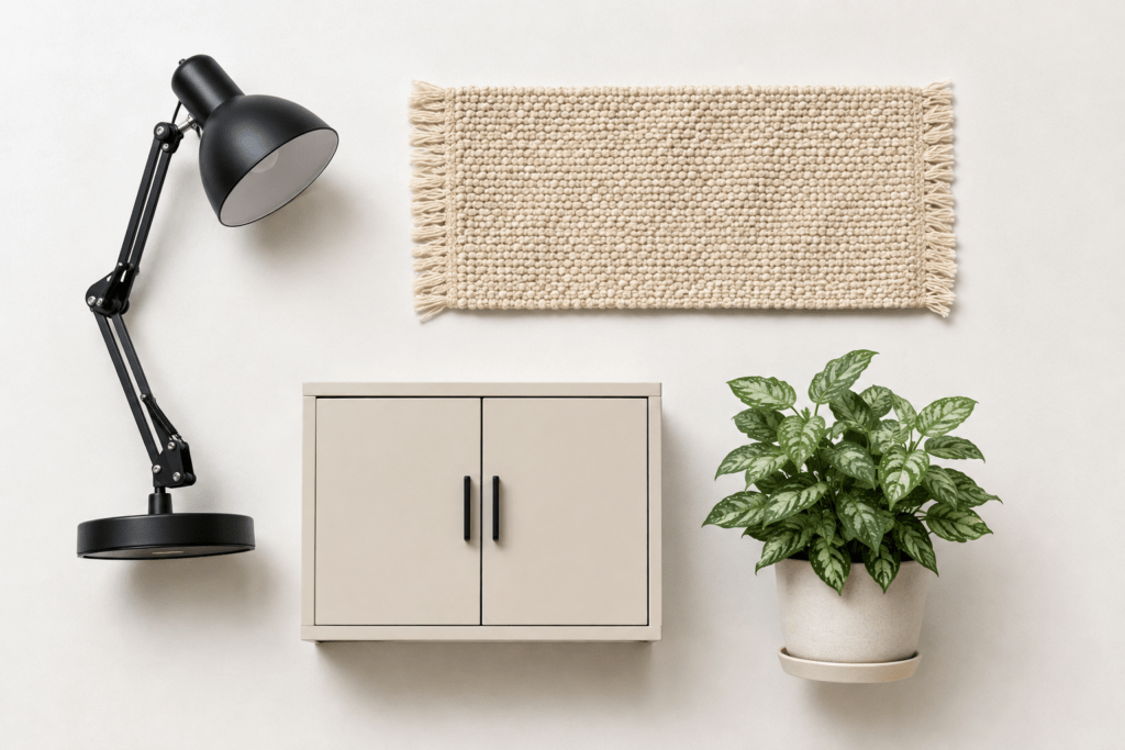 High-ROI interior home decor ideas including lighting, storage, and plants